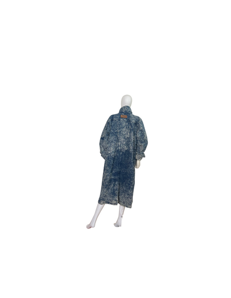 Vintage High Collar Long Acid Wash Coat