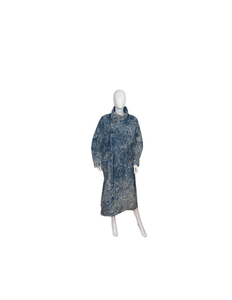 Vintage High Collar Long Acid Wash Coat
