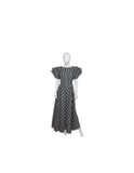 Vintage Black/White Striped Maxi Ruffle Dress