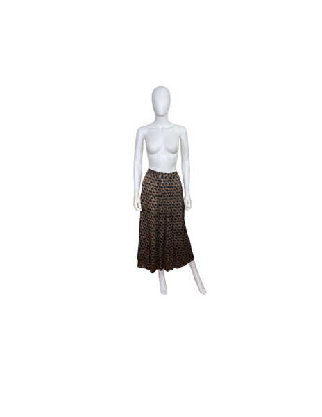 Vintage Checkered Long Silk Skirt