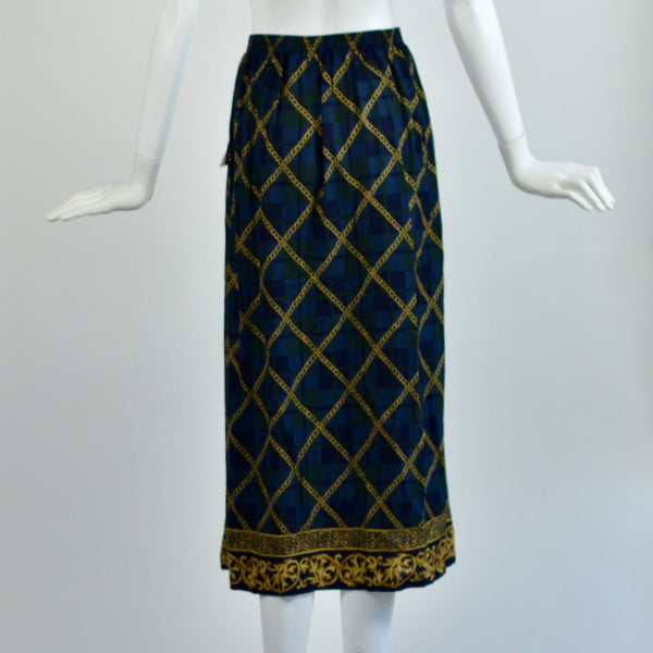 Vintage Chain Plaid & Pleated Skirt