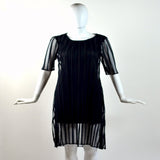 Vintage Sheer Black Pleated Dress