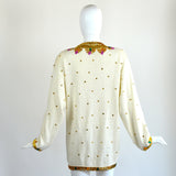 Vintage Cream Embellished Cardigan