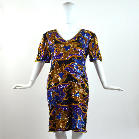 Vintage Coral Silk Dress