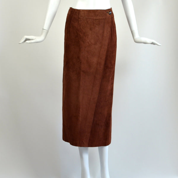 Vintage Brown Suede Wrap Skirt