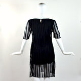Vintage Sheer Black Pleated Dress