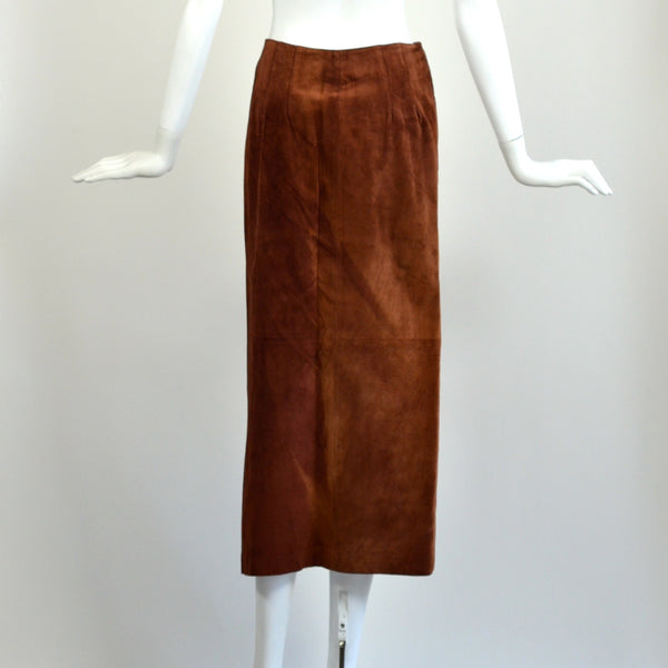 Vintage Brown Suede Wrap Skirt