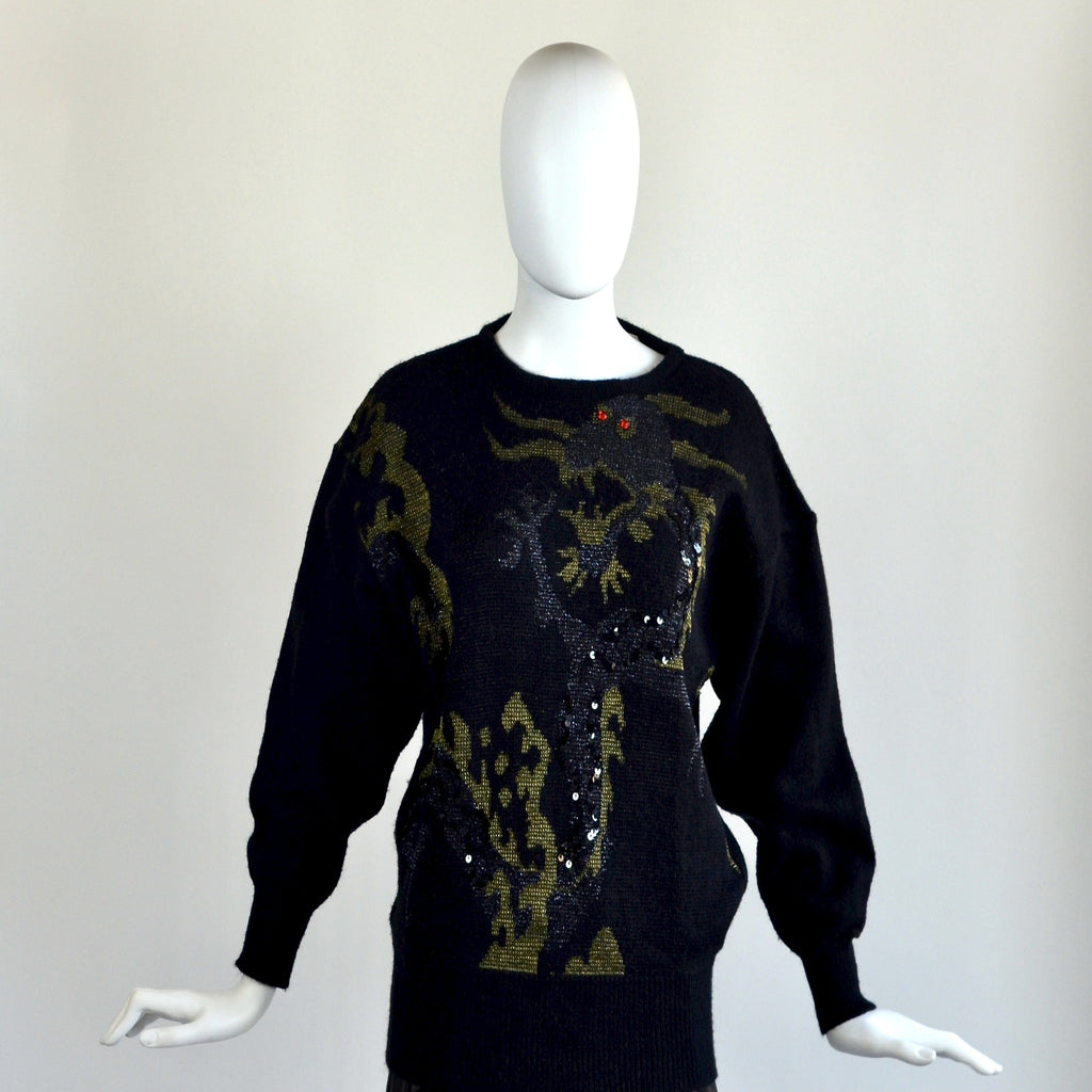 Vintage 80's Dragon Sequin Sweater