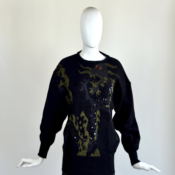 Vintage 80's Dragon Sequin Sweater
