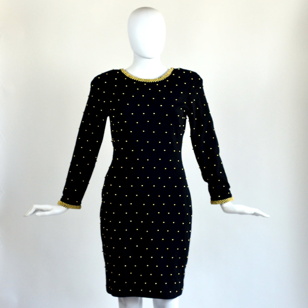 Vintage Black & Gold Beaded Dress