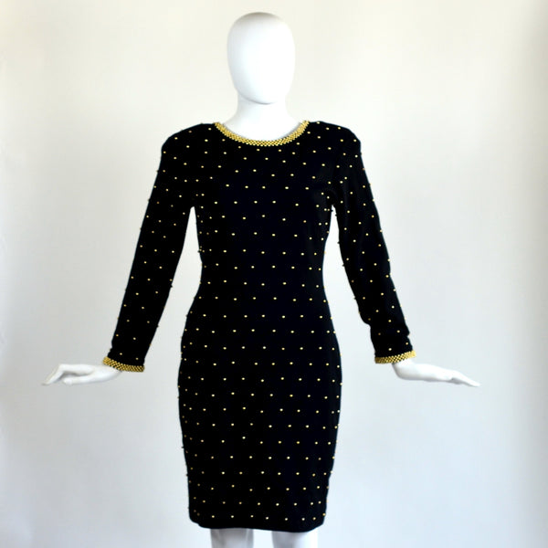 Vintage Black & Gold Beaded Dress
