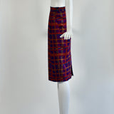 Vintage Purple/Red Plaid Silk Skirt