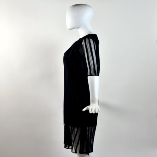 Vintage Sheer Black Pleated Dress