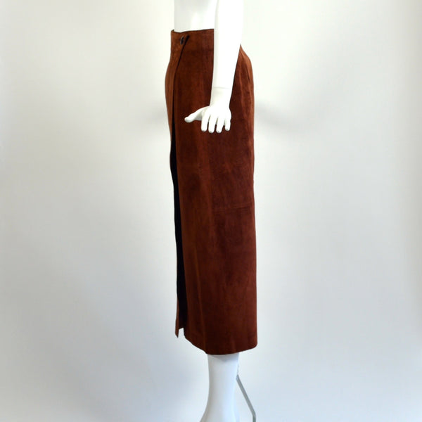 Vintage Brown Suede Wrap Skirt