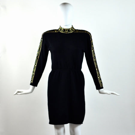 Vintage Black & Gold Beaded Dress