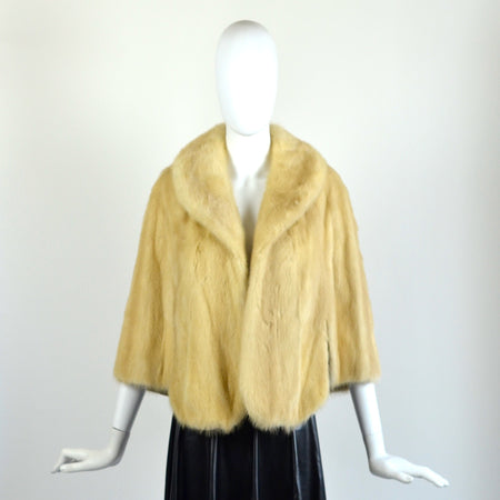 Vintage Fur Collar Herringbone Full Length Coat
